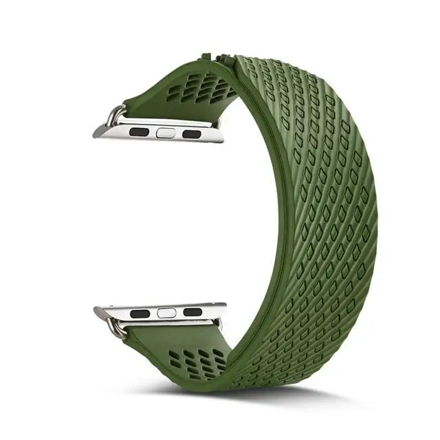 Силиконовый спортивный ремешок для Apple Watch 5 4 3 40 мм/44 мм iwatch series 5 4 3 2 1 42 мм 38 мм Плетеный резиновый ремешок браслет на запястье - Цвет ремешка: green