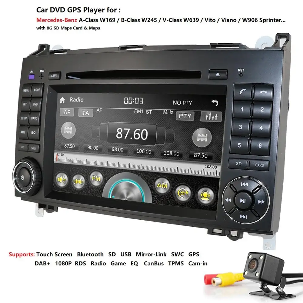 Для Mercedes Benz Sprinter B200 W209 W169 W169 b-класс W245 B170 Vito W639 2DIN CarDVD плеер радио gps Мультимедиа стерео камера BT