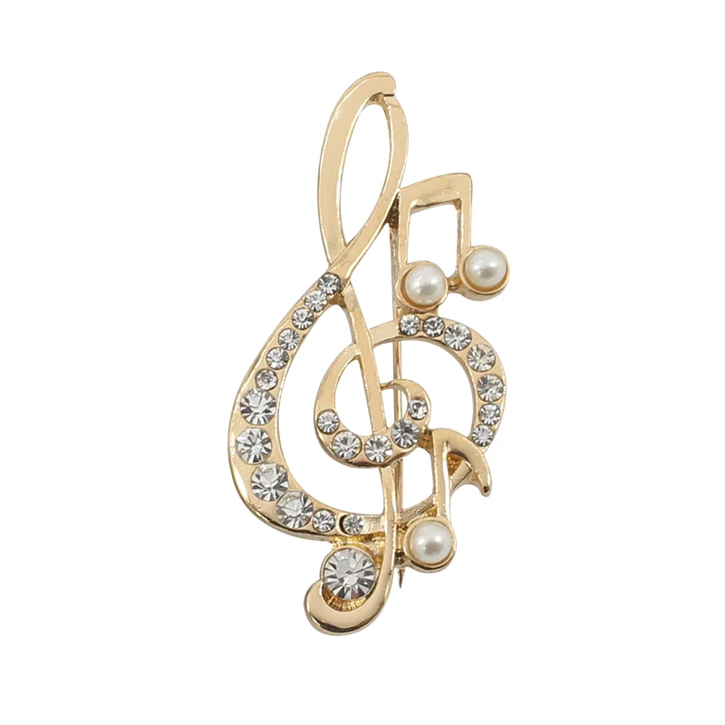 music note gold Модные стразы, пчела, черепаха, ящерица, медведь, корона, музыкальные ноты, броши в виде гитары, булавки, ювелирные изделия для женщин, рождественские подарки, броши - Окраска металла: music note gold