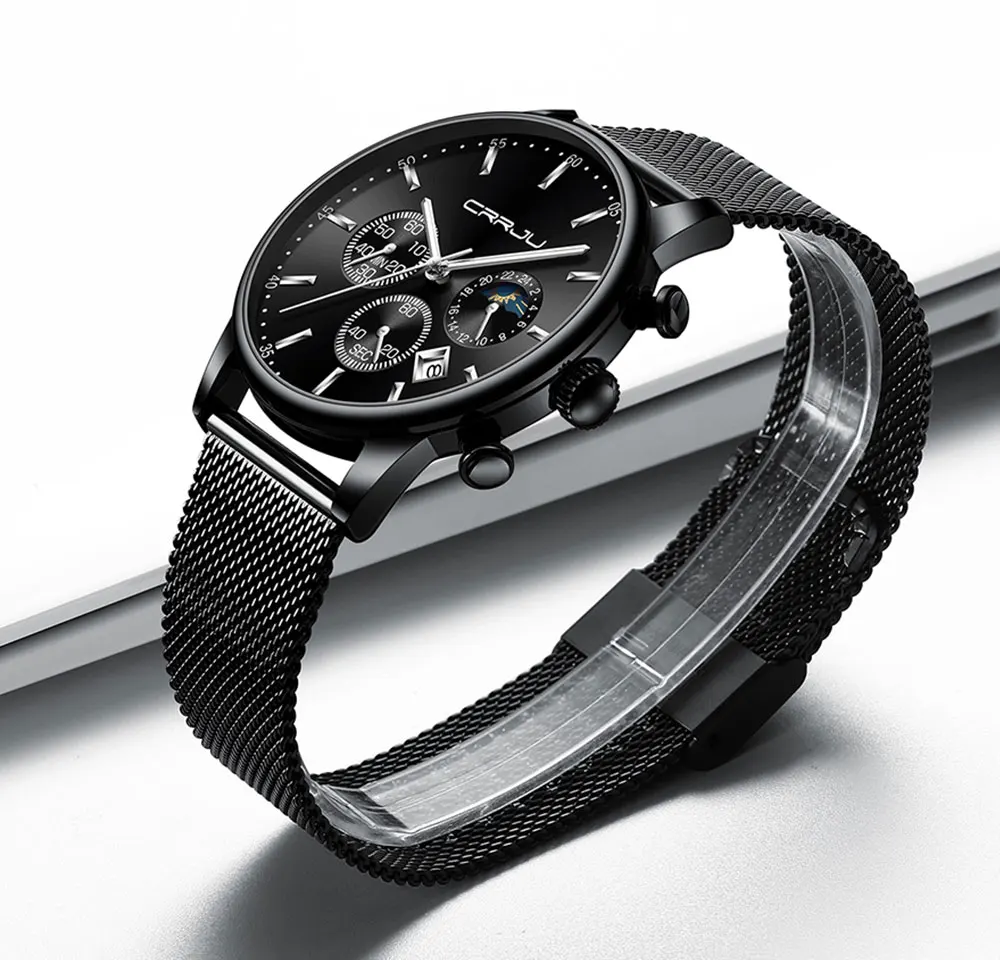 CRRJU мужские часы Reloj Hombre 2019 s лучший бренд класса люкс кварцевые с большим