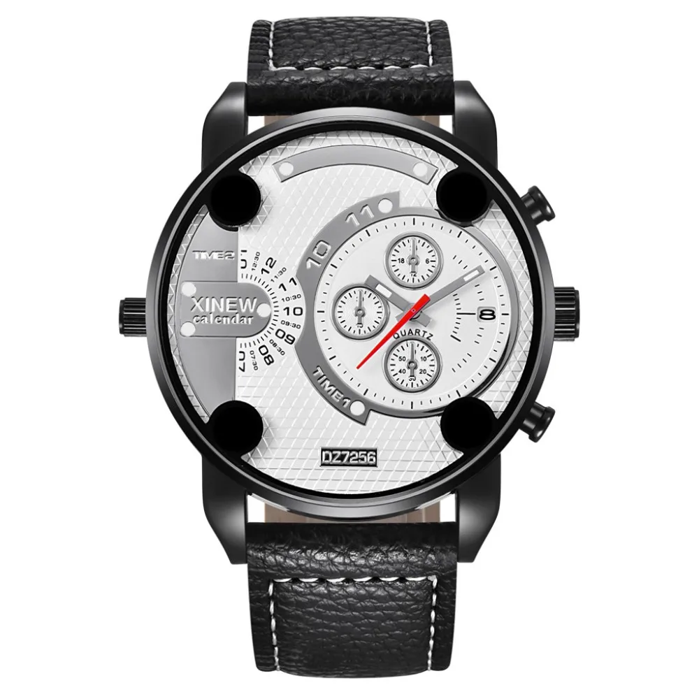 Top Brand Men Watches XINEW Fashion Disc Quartz Movement Wristwatch Leather Busiess Watch Gift Male Clock Erkek Kol Saati *A | Наручные