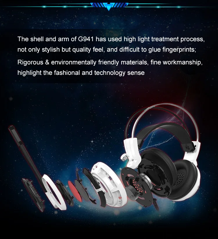 Somic G941 игровая гарнитура 7,1 Наушники с Виртуальным объемным звуком с микрофоном стерео наушники вибрируют для ПК компьютера ноутбука