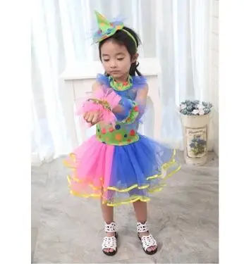 

princess dress clown dress for girls halloween cosplay coloful dress party costumes for girls CHRISTMAS CLOWN COSTUME for girl