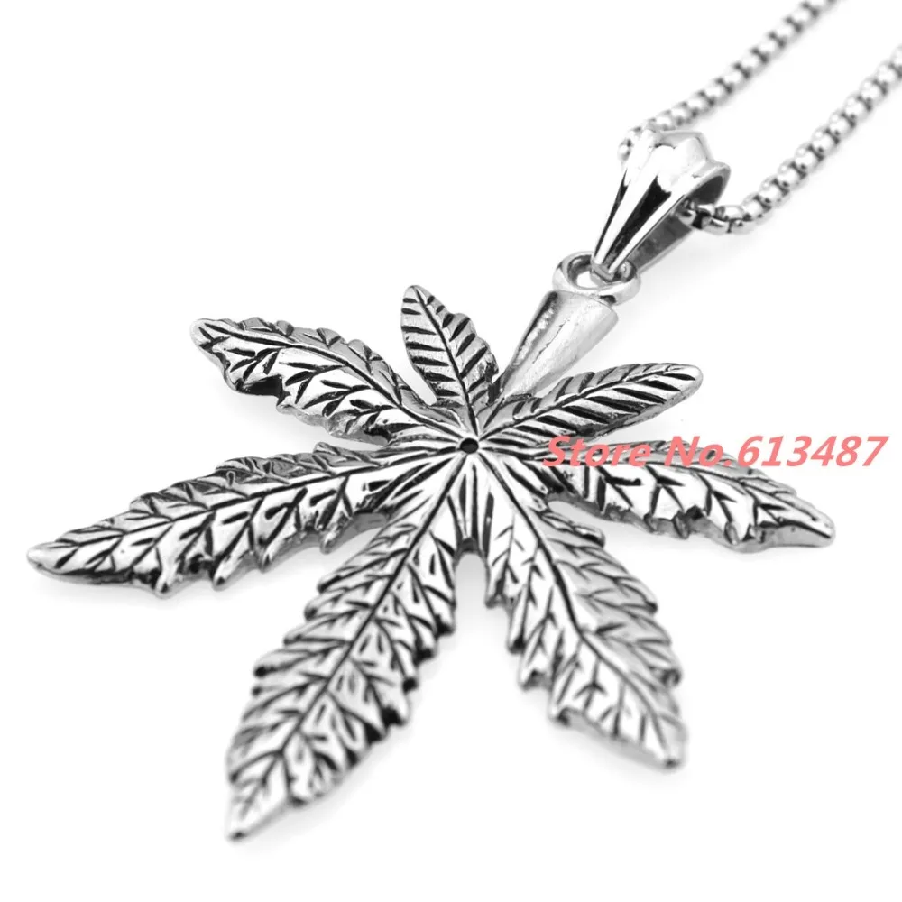 Топ Дизайн панк 316L Нержавеющая сталь серебристый черный большой кленовый лист
