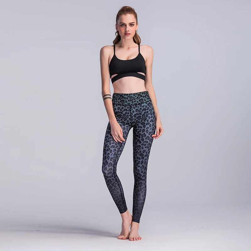 Новые 2018 женские леггинсы Леггинсы для фитнеса с леопардовым принтом в виде