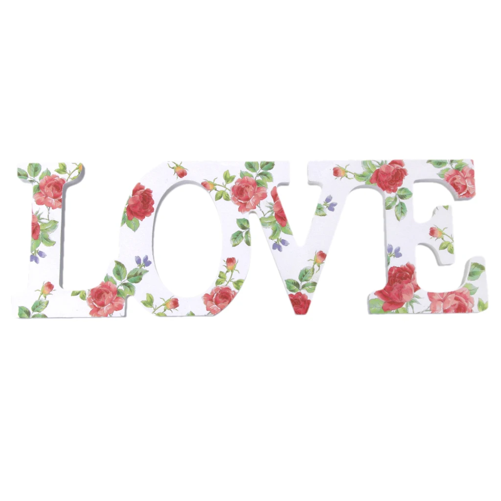 Flower Wooden Freestanding LOVE Letters Bridal Wedding Party Home Decoration - Цвет: Flower