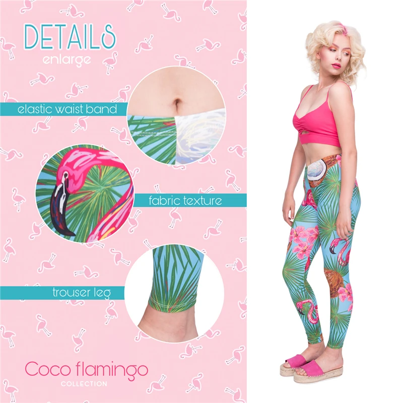 

2019 Coconut Palm Print Women Leggings Fitness Breathable Perspiration Quick Drying Leggins High Elasticity Trouser Pants