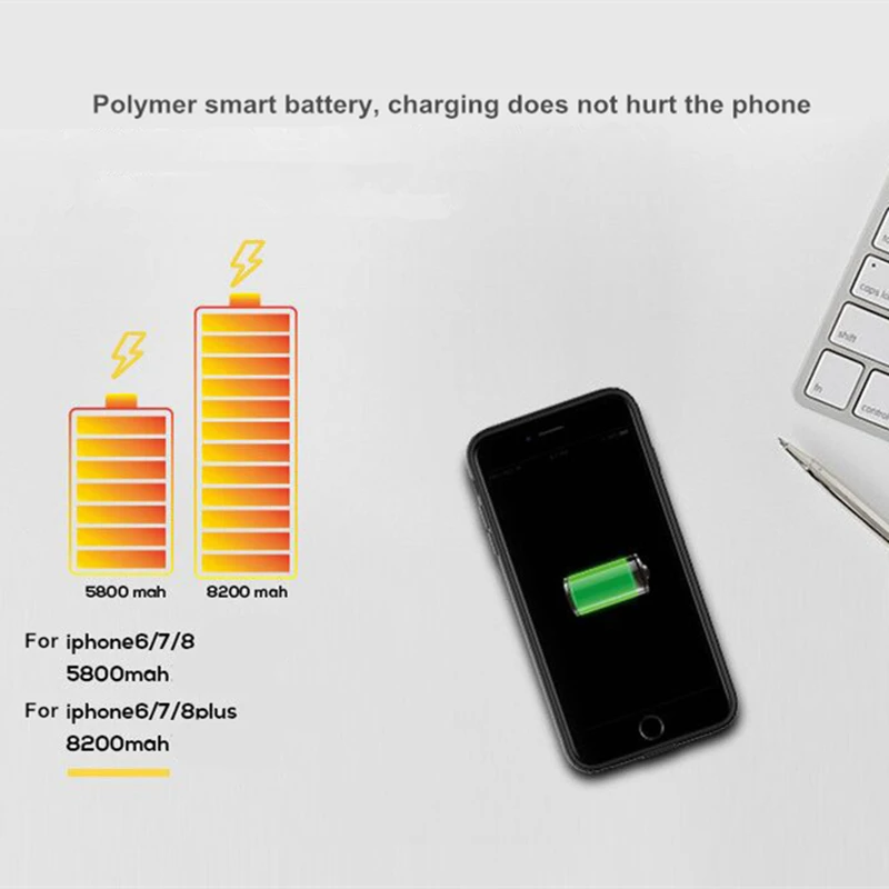 5800 мач динамик зарядное устройство чехол для iPhone 6 6s 7 8 корпус питания 8200 мАч Внешний блок питания для iPhone 6s 7 8 Plus чехол