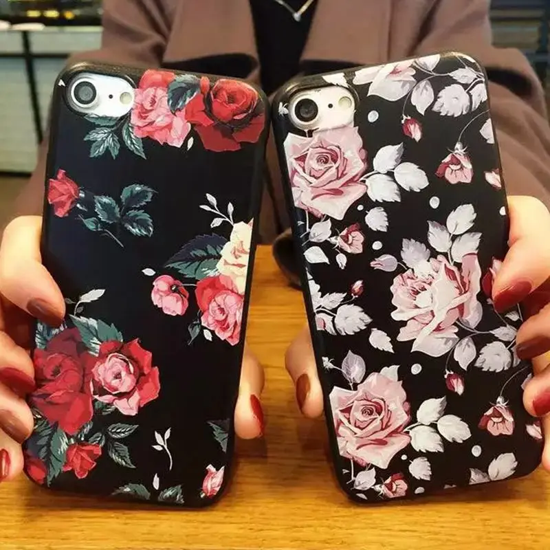 Люкс Ретро Розы Телефон Case Для iphone 7 плюс 6s 6 Плюс 5S 5 SE Розовая Роза Цветы Шаблон Soft