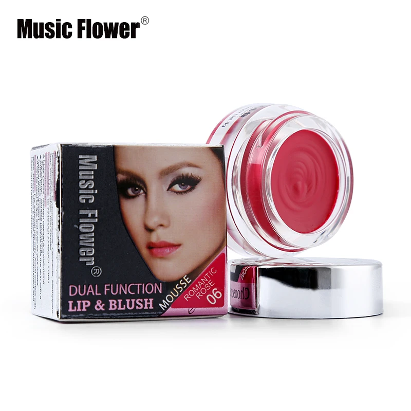 Music Flower Фирменная Новинка Косметика 6 цветов Daul Founction губ и румян Макияж Набор питательный увлажняющий крем для губ Румяна Губная помада