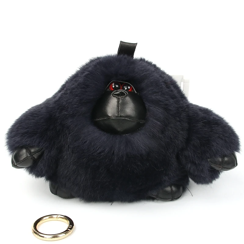 Luxury Christmas Gift Real Rabbit Fur Keychain animal Cartoon orangutan bag charm gift key rings valentines day for boyfriend | Украшения и