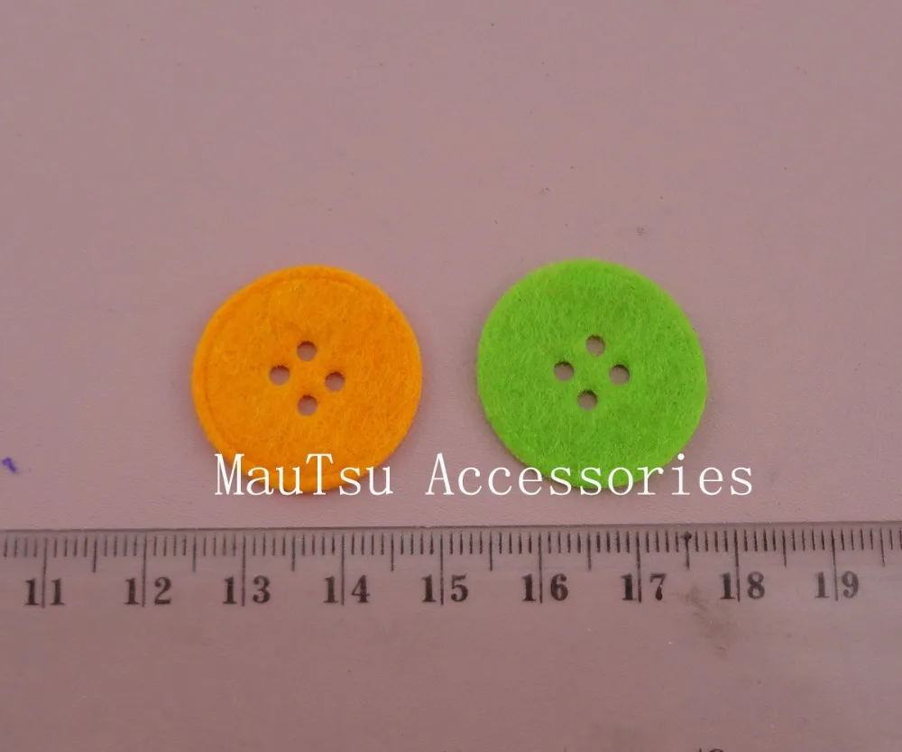 

500PCS Assorted Colors 2.4cm 38L Round felt buttons pads with four holes, four holes button felt patches appliques,wholesales