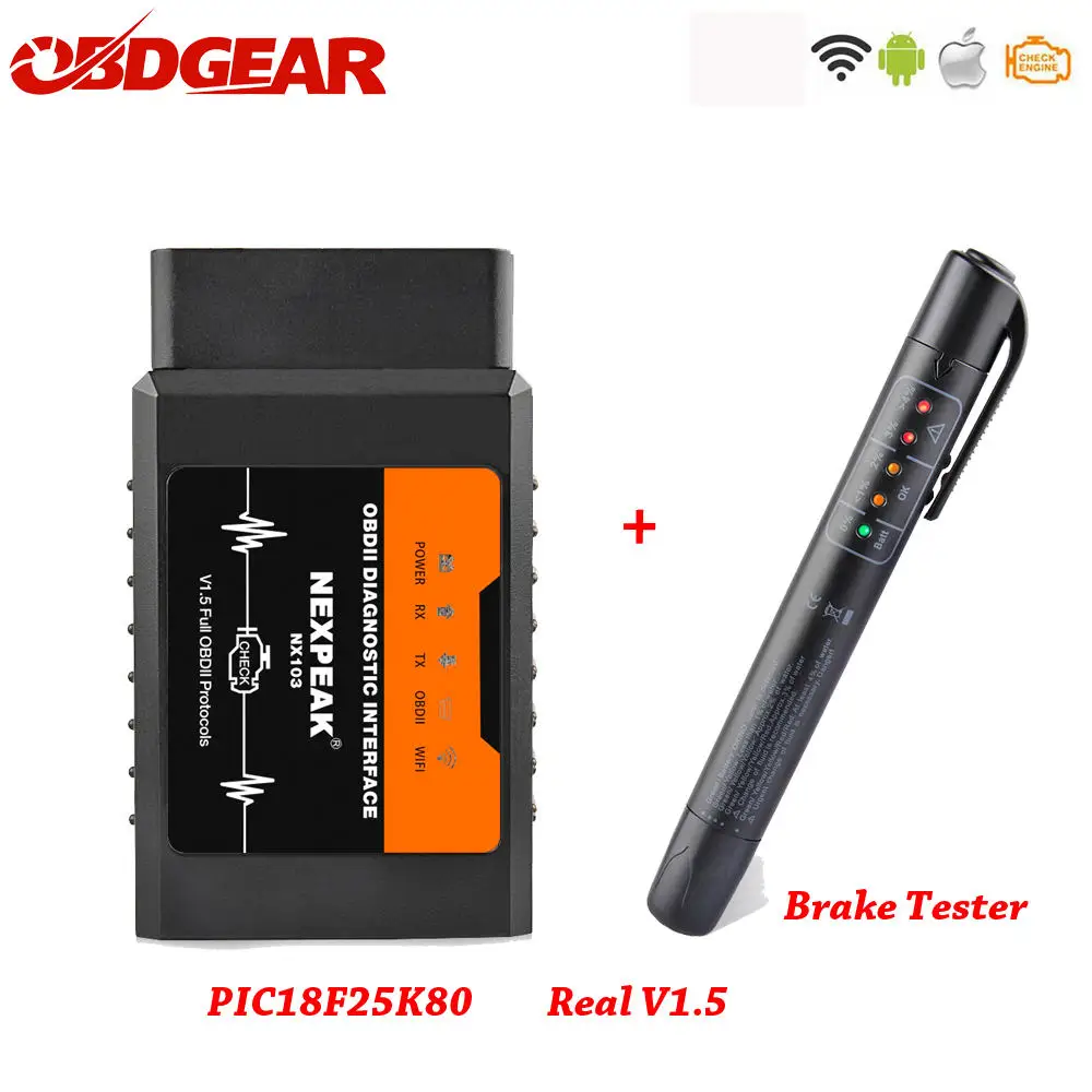 327 with Tester Elm327 V1.5 wifi OBD2 PIC18F25K80 чип-считыватель кода ELM 327 OBDII V1.5 Диагностический Инструмент Дизель/бензин на Android/IOS Автомобильный сканер - Цвет: 327 with Tester