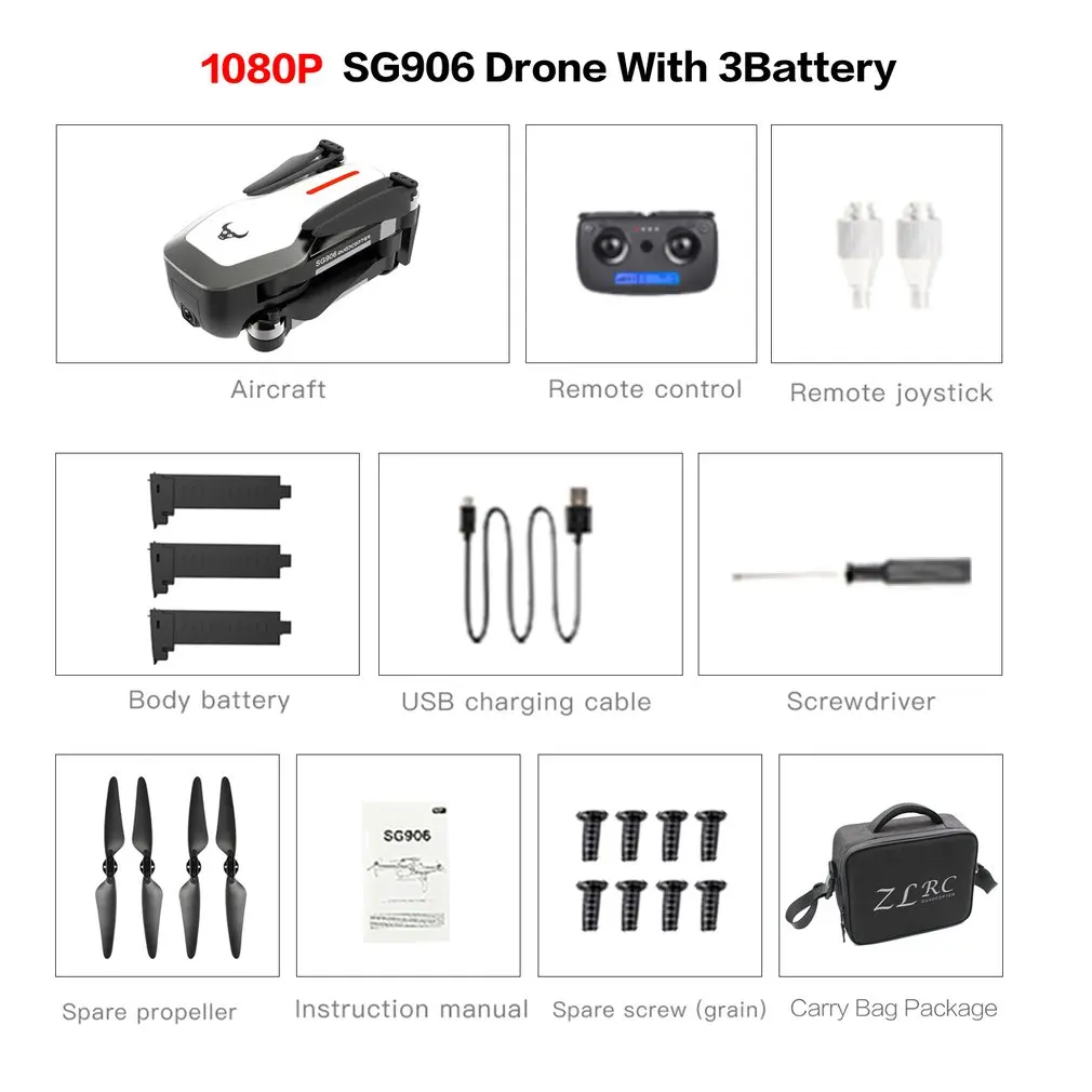 1080P 3BAT bag B SG906 gps 5G wifi FPV RC Дрон 4 K бесщеточный селфи Дроны с камерой HD RC Квадрокоптер складной Дрон VS Visuo XS816 F11 Дрон - Цвет: 1080P 3BAT bag B
