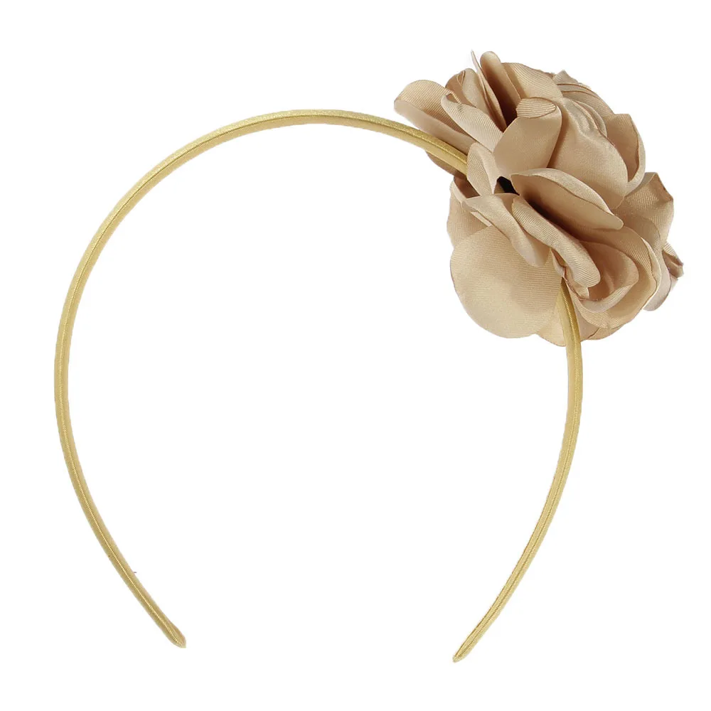 

Nishine 10pcs/lot Satin Burned Edge Flowers With Pearl Button Center Handmade Hair Band Kids Girls Hairbands Hair Accessories