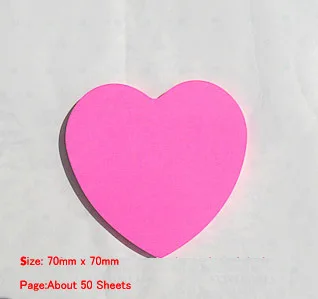 B 50 sheets Красочное сердце липкий стикер для канцелярских товаров Bookmarker в форме сердца блокнот для заметок липкое сообщение заметки pad стикер разноцветный - Цвет: B 50 sheets