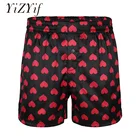 YiZYiF мужские пикантные Классические мягкие повседневные шорты с принтом сердечек, боксерские шорты для геев свободные шорты для отдыха