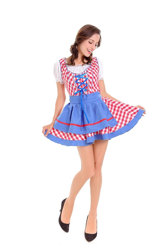 Dresses Dirndl/костюм Октоберфеста для горничной из Германии, баварского пива, фартук, клетчатая форма для косплея, карнавала, Хэллоуина, Необычные вечерние костюмы - Цвет: Dresses