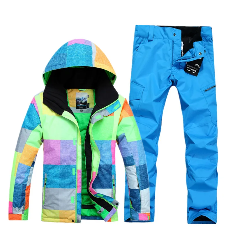 Лыжный костюм Snow gsou мужской в клетку ветронепроницаемый и теплый|ski suits male|ski suitgsou