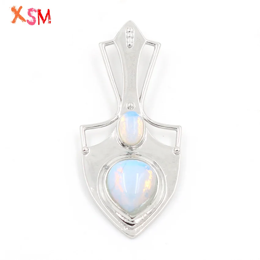 

xinshangmie Wholesale 10Pcs Silver Plated Natural Mixed Stone Crystal Water Drop Shape Ship Anchor Pendant Fashion Jewelry Gift