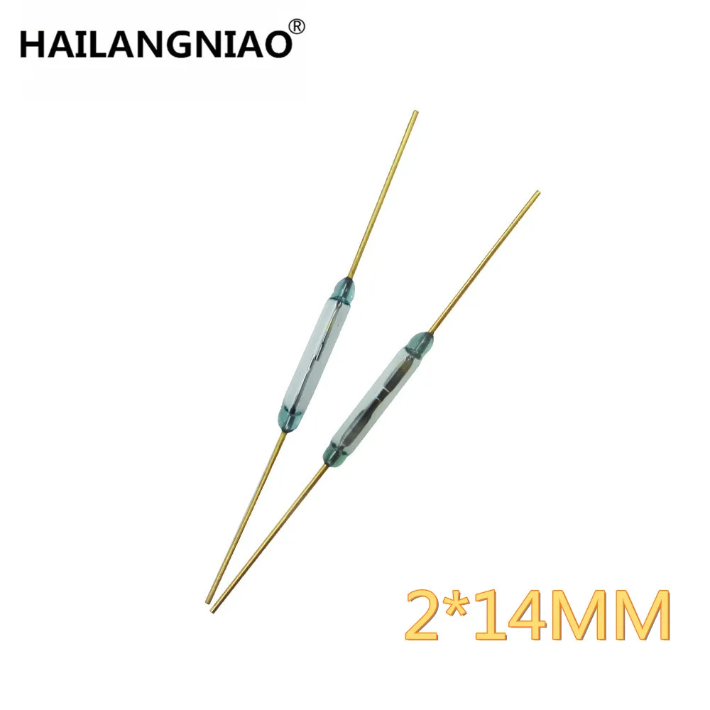 

10pcs Reed Switch 2x14mm Green Glass Normally Open Contact For Sensors