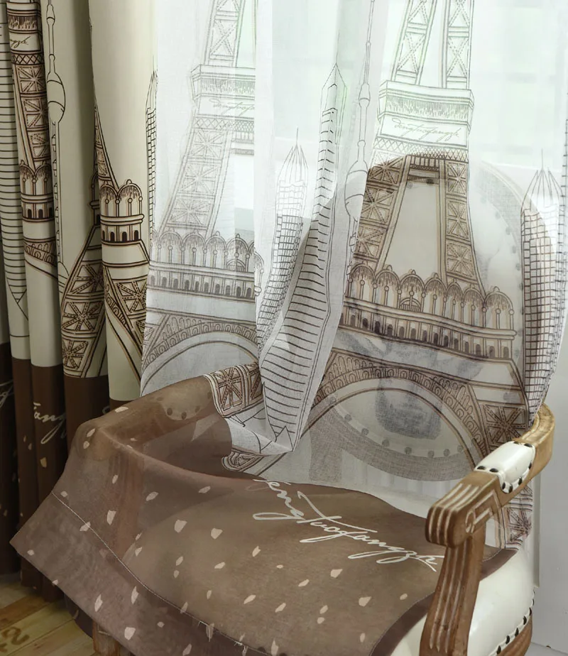 color 1 tulle Замок башня печать Шторы для детей мальчиков принцесса изолированные затемненные детский сад эркер шторы P288C - Цвет: color 1 tulle