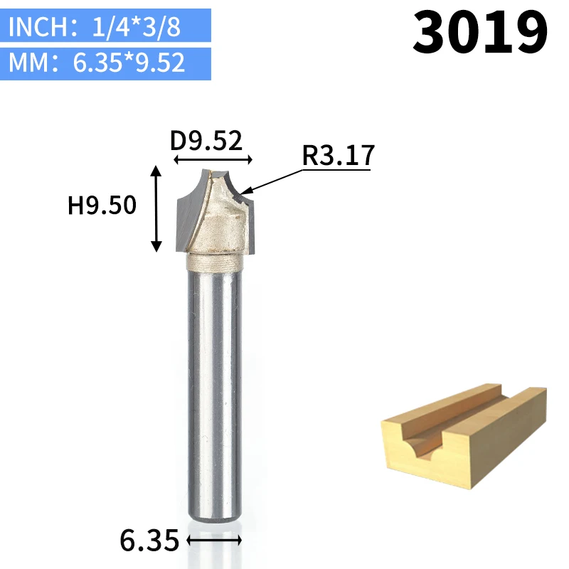 3019 Huhao 1 шт. 1/" 1/4" хвостовиком Фрезы для дерева деревообрабатывающий инструмент гравировальный резец резки древесины маршрутизатор инструмент фреса - Длина режущей кромки: 3019