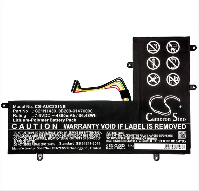 

Аккумулятор Cameron Sino 4800mAh для ASUS ChromeBook C201 C201P C201PA Eee Book C201PA 0B200-01470000 C21N1430