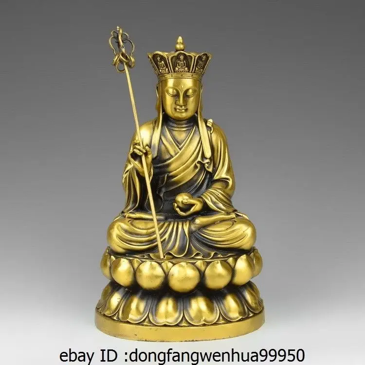 

12 Tibet Brass Lucky Jizo Ksitigarbha Buddha Tangseng Di Zang Bodhisattva Statue