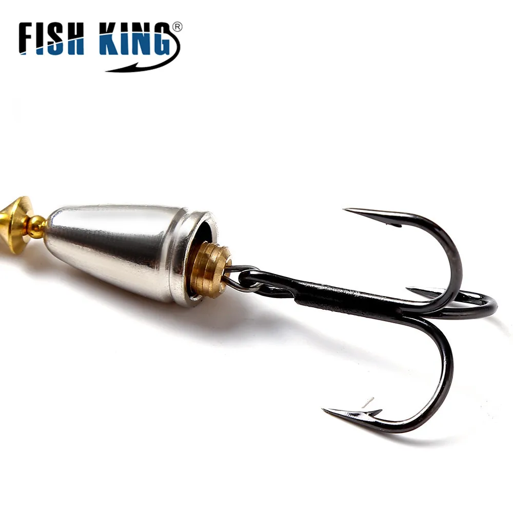 FISH KING 10 цветов длинная блесна из меди с лезвием Helieal и крючками приманка для ловли