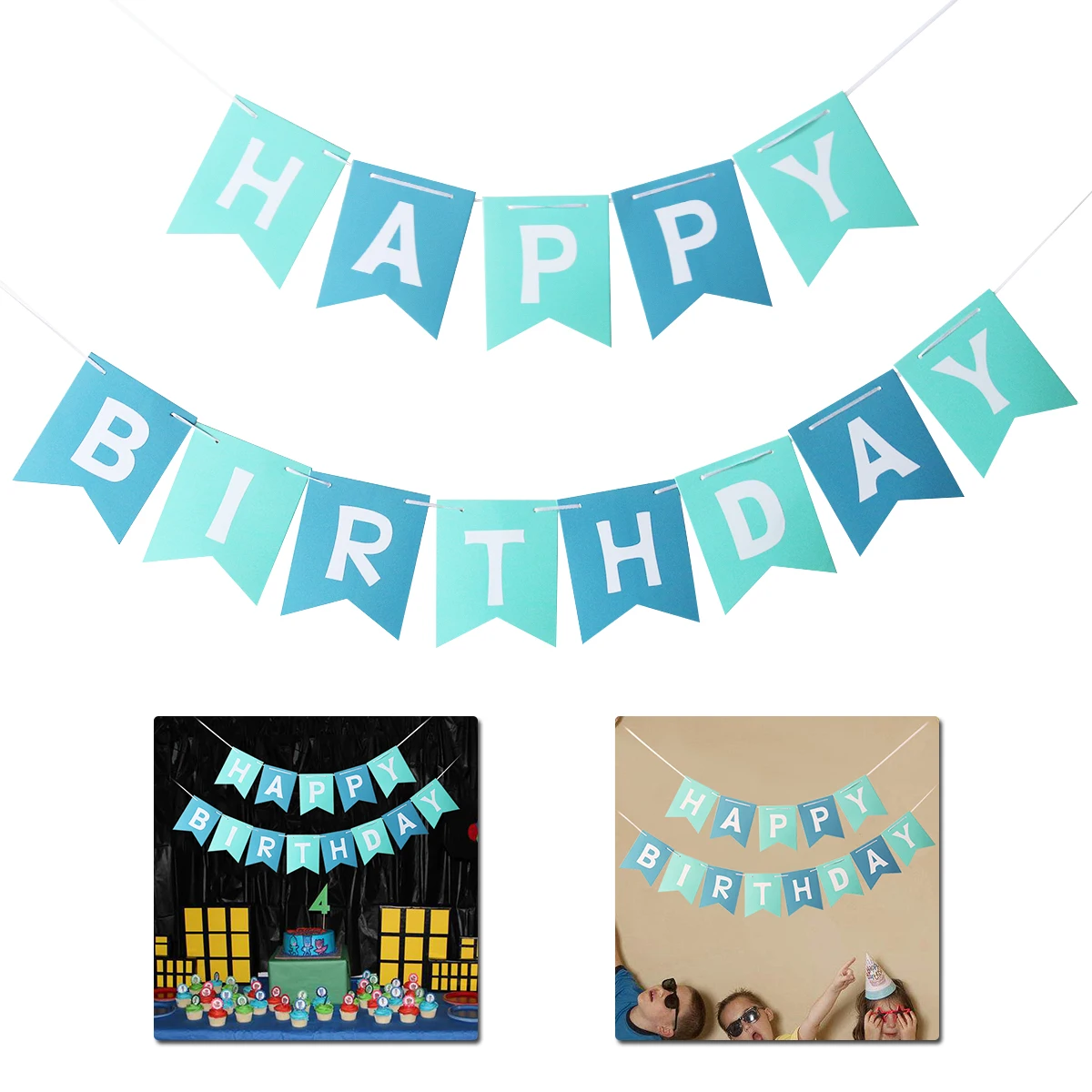 Баннер на день рождения шикарное белое и синее украшение для вечеринки