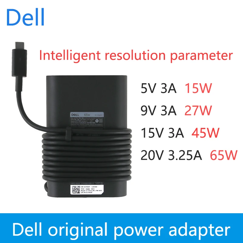 Оригинальный блок питания LA65NM170 для ноутбука Dell оригинальный адаптер 65 Вт XPS 13 7370