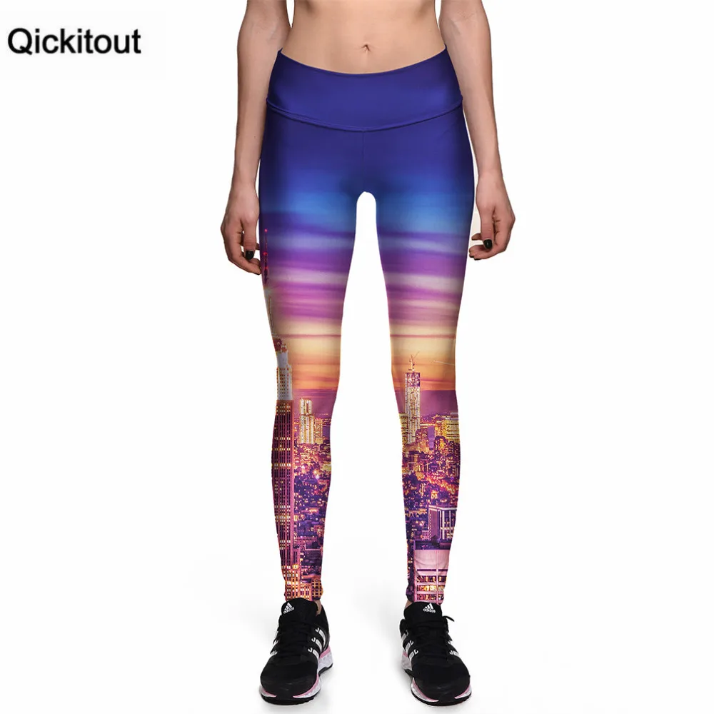 Qickitout леггинсы Мода 2016 года Высокая Талия Леггинсы для фитнеса брюки город 3D