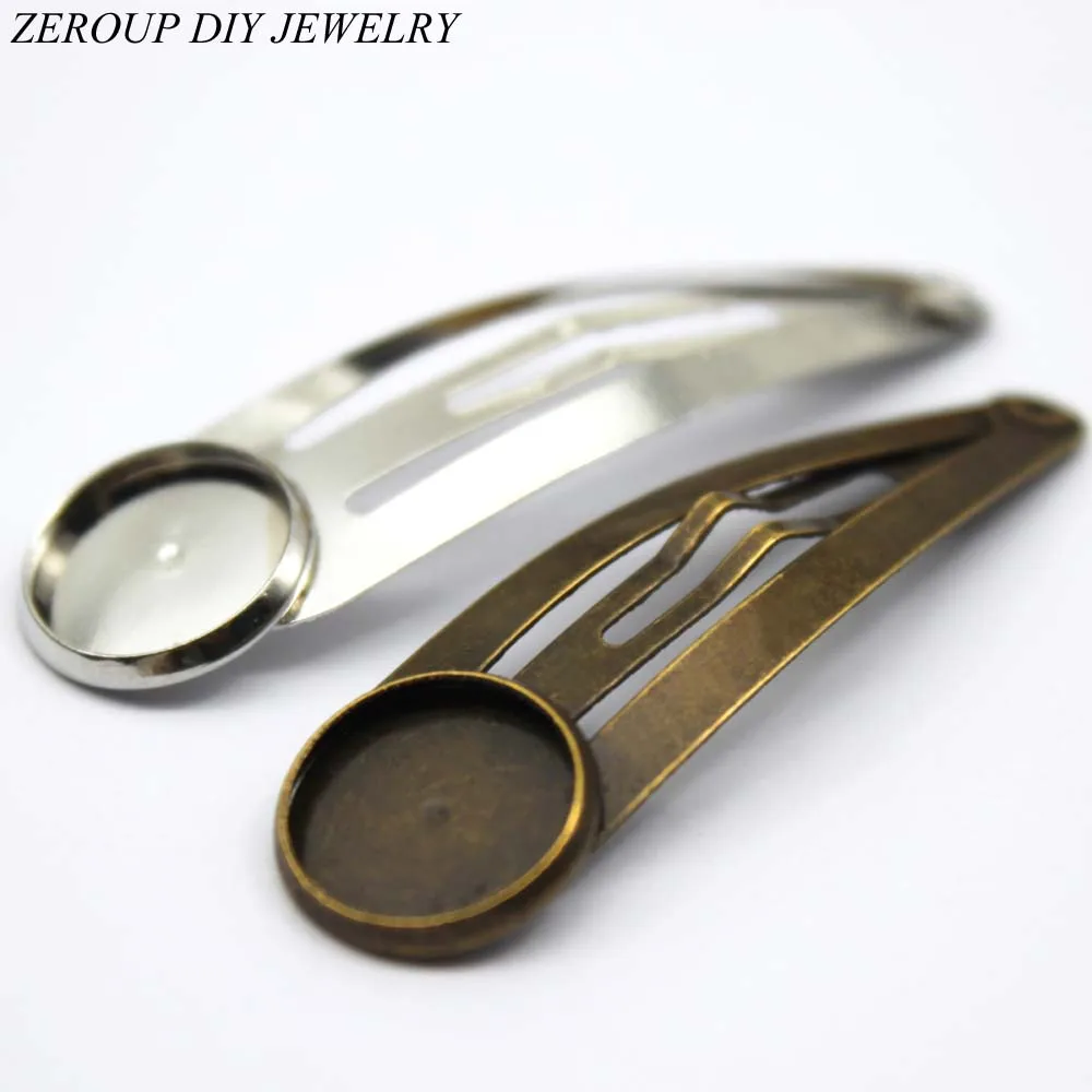 Copper Hair Clips Antique Bronze Brass Plated Hairpin Cameo Glass Cabochons Base Supplies For Jewelry