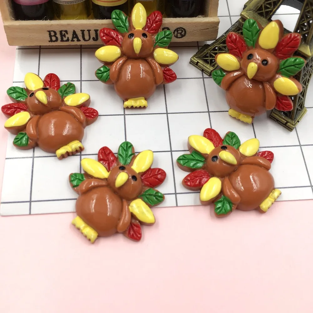 Индейка на День Благодарения кабошон с плоской задней поверхностью из смолы для