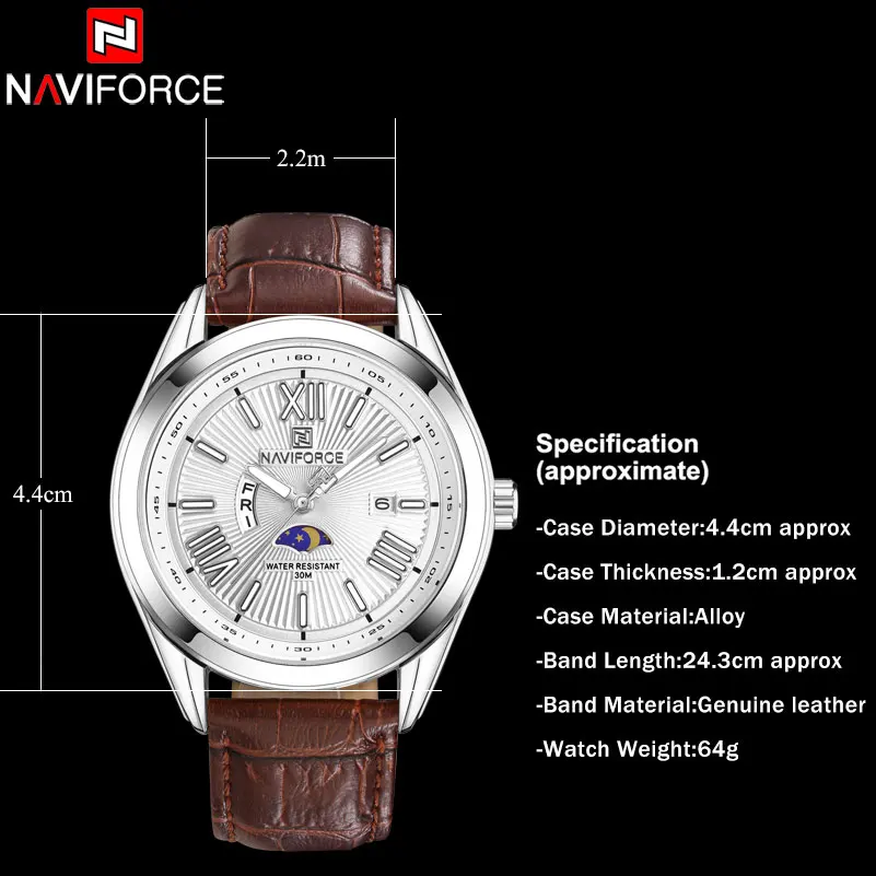 Naviforce Лидирующий бренд Для мужчин Часы Роскошные мужские кварцевые часы кожаные