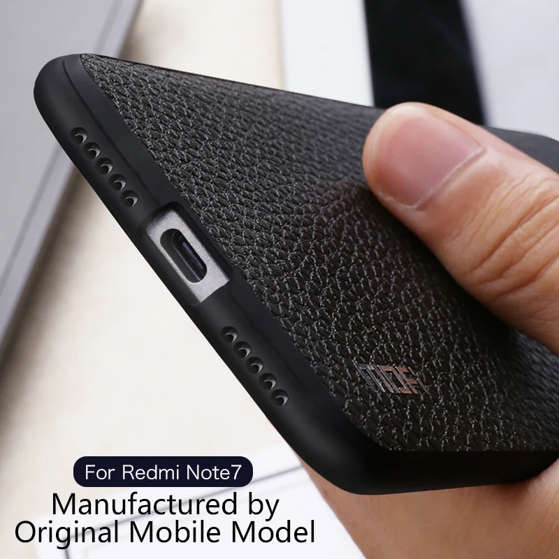 Чехол для Redmi Note 7 чехол Mofi Xiaomi Pro задняя крышка из искусственной кожи с зернистой