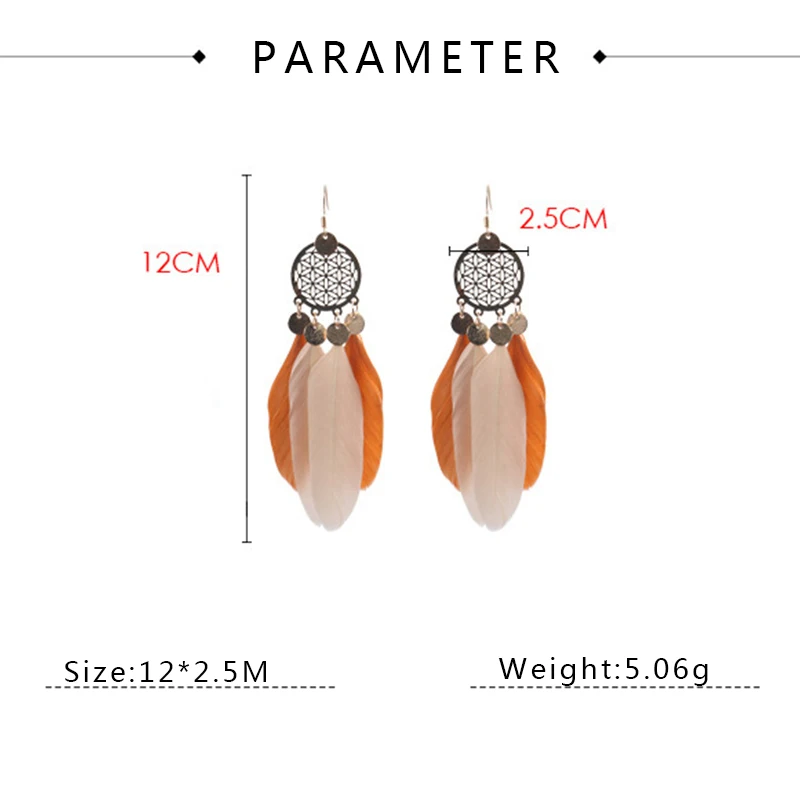 DoreenBeads модные серьги-капельки с натуральным пером серьги кисточками красные