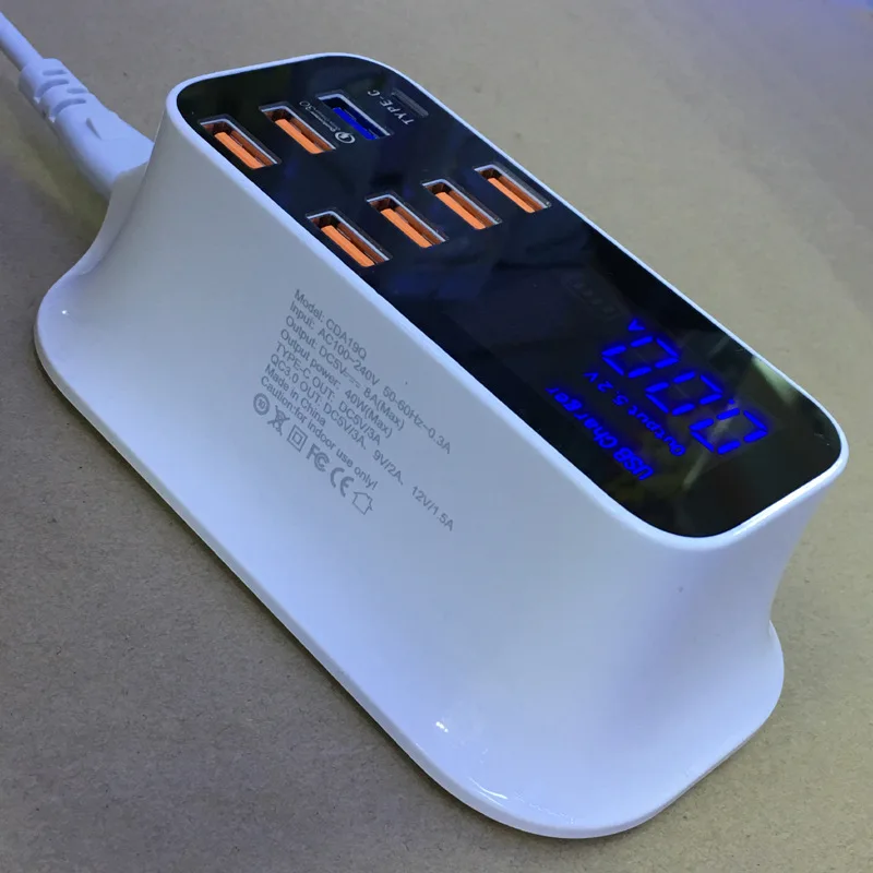 QC3.0 телефон со светодиодным дисплеем 8 USB портов|Адаптеры для розеток| |