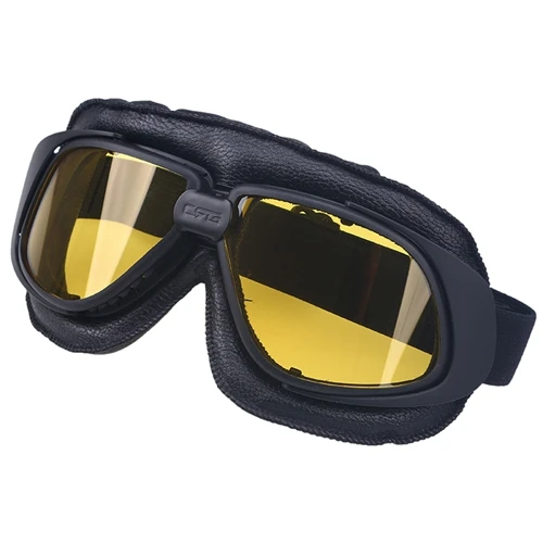 Black Yellow Glasses Posbay очки красочные линзы Мотокросс Мотоцикл Винтаж пилот байкер из искусственной кожи Moto Gafas для велоспорта очки солнцезащитные очки - Цвет: Black Yellow Glasses