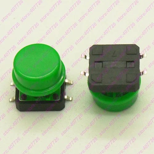 Switch Add Green SMT 10 шт. 12X12 мм H = 12,3 мм с пластиковой круглой крышкой мгновенные тактильные 4PIN SMT/DIP тактовый переключатель кнопочный переключатель микроклавишная кнопка - Цвет: Switch Add Green SMT