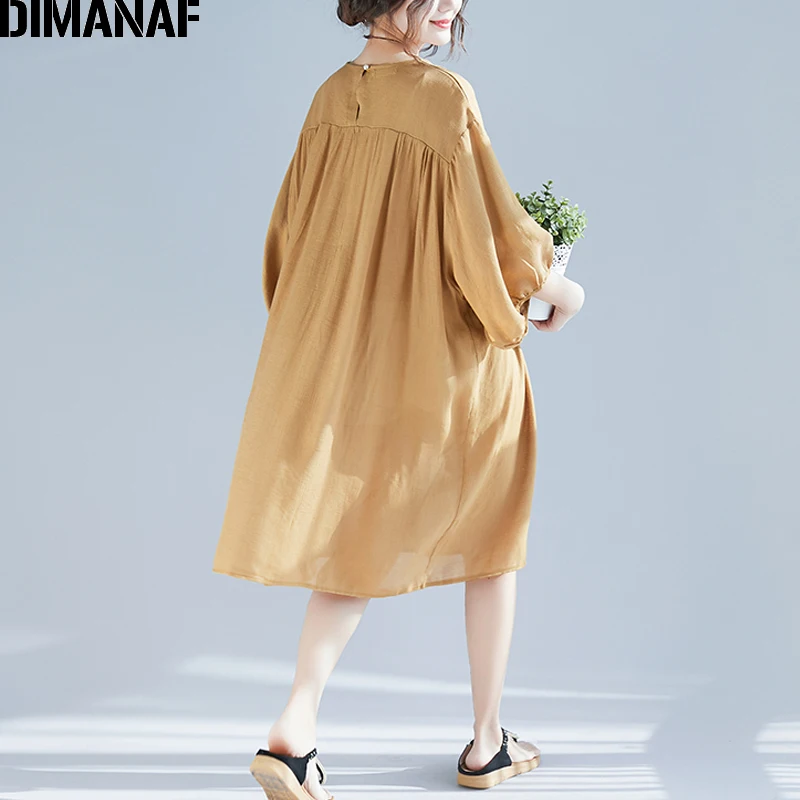 Женское Плиссированное пляжное платье DIMANAF Свободный Повседневный Сарафан с