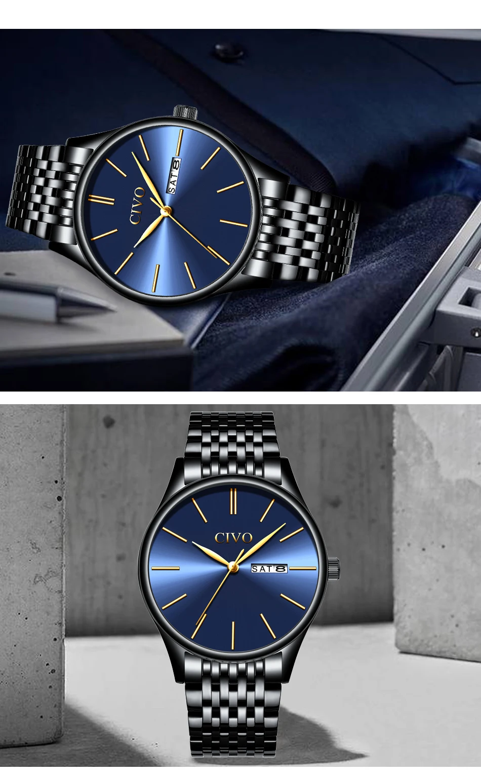 CIVO jam Tangan Pria лучшие Брендовые мужские часы кварцевые часы из нержавеющей стали водонепроницаемые хронограф спортивные мужские часы Relogio Masculino