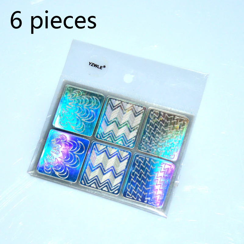 

6 Sheets/Set Nail Art Hollow Stickers Laser Star 3D DIY Vinyls Image Transfer Stencil Template Tips Guide Stamp Manicure Decals