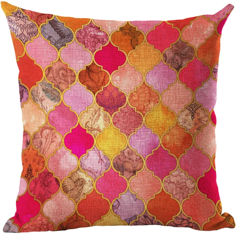 Чехлы для подушек разных цветов мозаичные из хлопка и льна чехлы подушки диванов