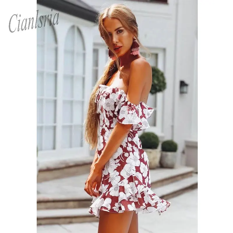 Бохо шифоновые платья с вырезом лодочкой пляжное летнее платье мини открытыми