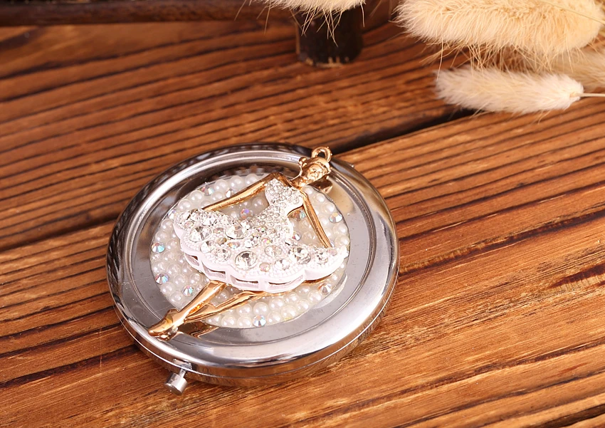 Выгравировать слова бесплатно bling Crystal Mini beauty карманное зеркало балетная Девушка