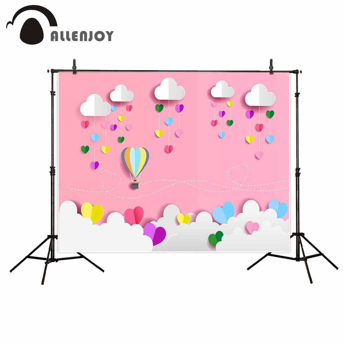 Allenjoy розовый фон с красочными сердечками и воздушными шарами для детей на День святого Валентина фотосессия для фотосессии