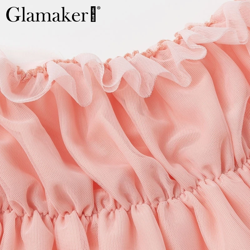 Женская блузка с открытыми плечами Glamaker летняя рукавами фонариками|Блузки| |