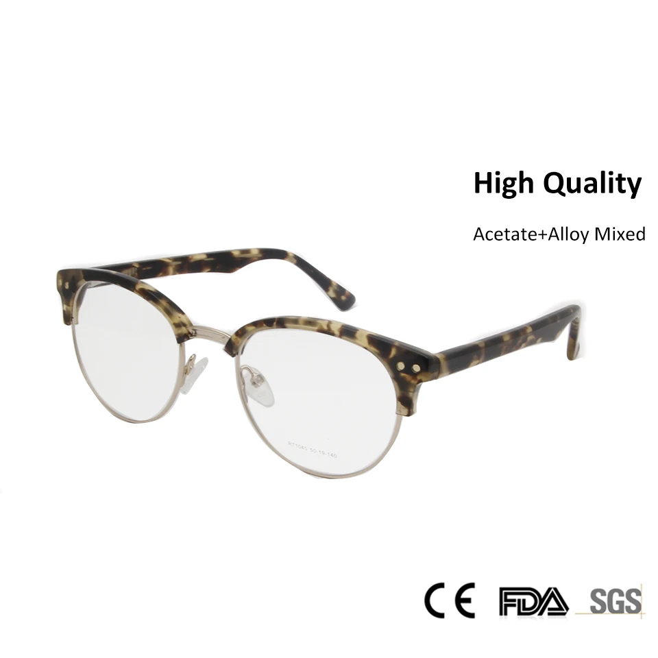 

SORBERN Top Grade Women Men Round Optical Glasses Frames Metal Eyeglasses Fashion Leopard Designer Myopia Eyewear Clear Lens